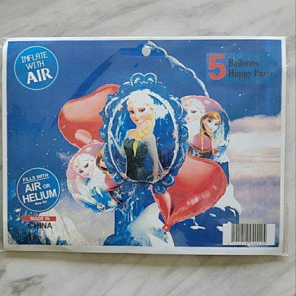 5 Pcs FROZEN Disney Party Balloons Blue Pink NWT - Picture 1 of 1